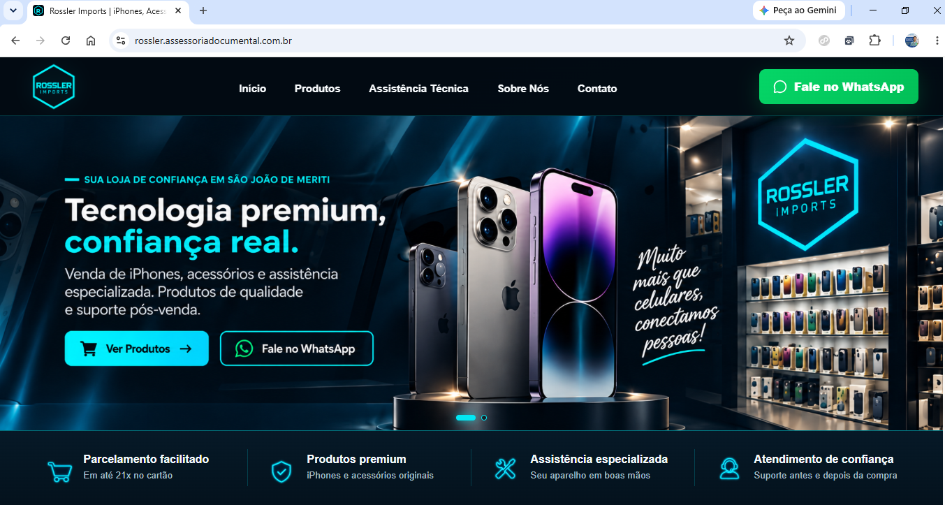 Tela inicial do projeto Rossler Imports